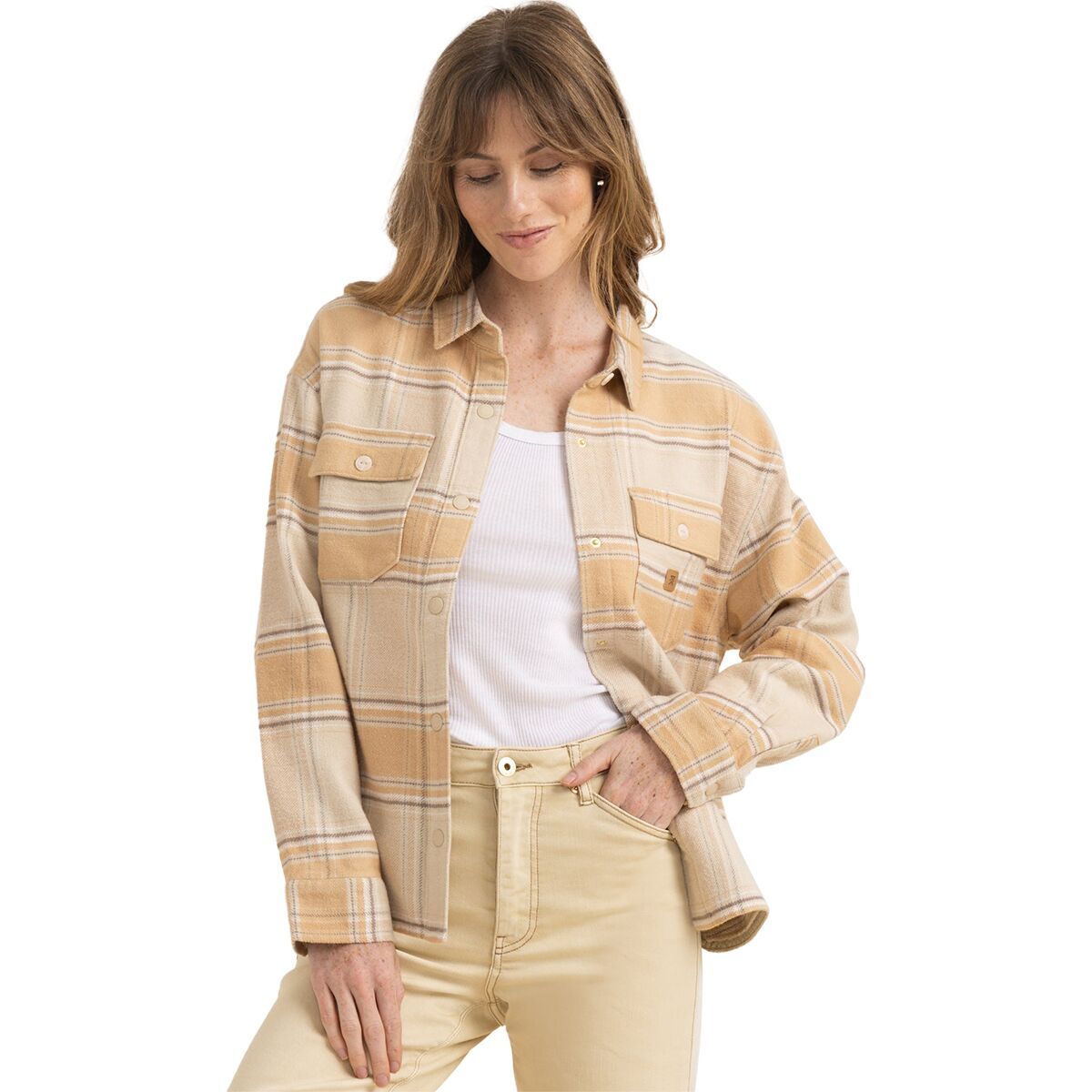 Roark Women's Amberly Flannel in White Wolf - Size: XS