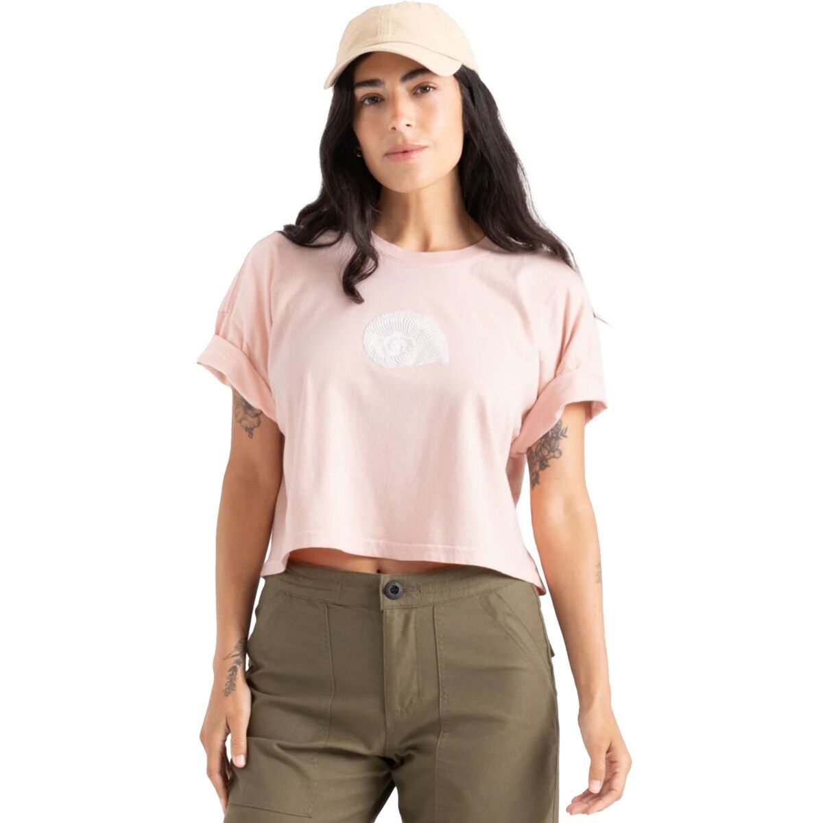 Roark Women's Striped Shell Cropped Boxy Top in Dusty Apricot - Size: XS