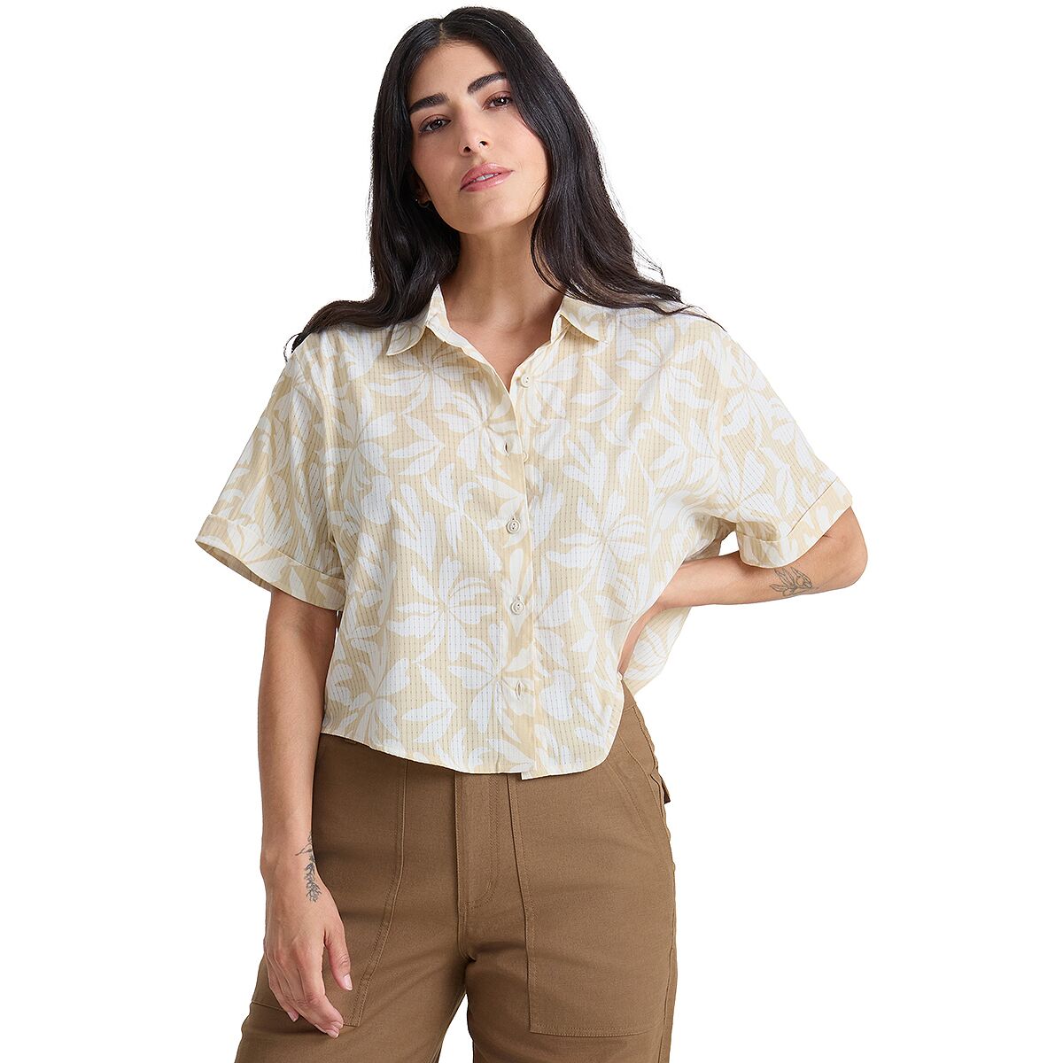 Roark Women's Bless Up Camp Shirt in Sand - Size: XS