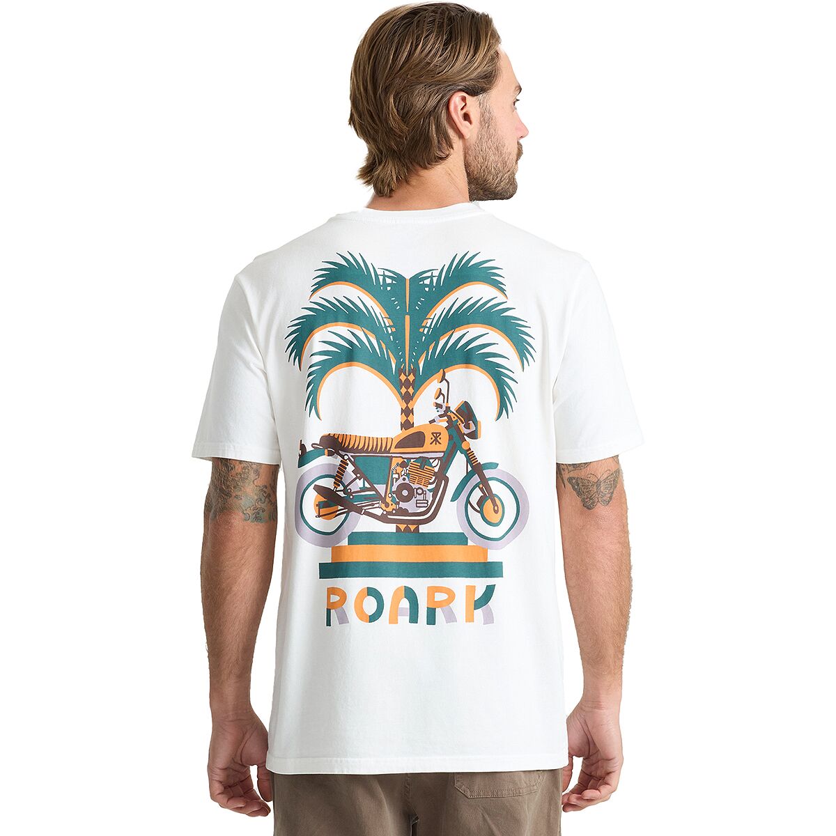 Roark Men's Moto Palm T-Shirt in Off White - Size: Small