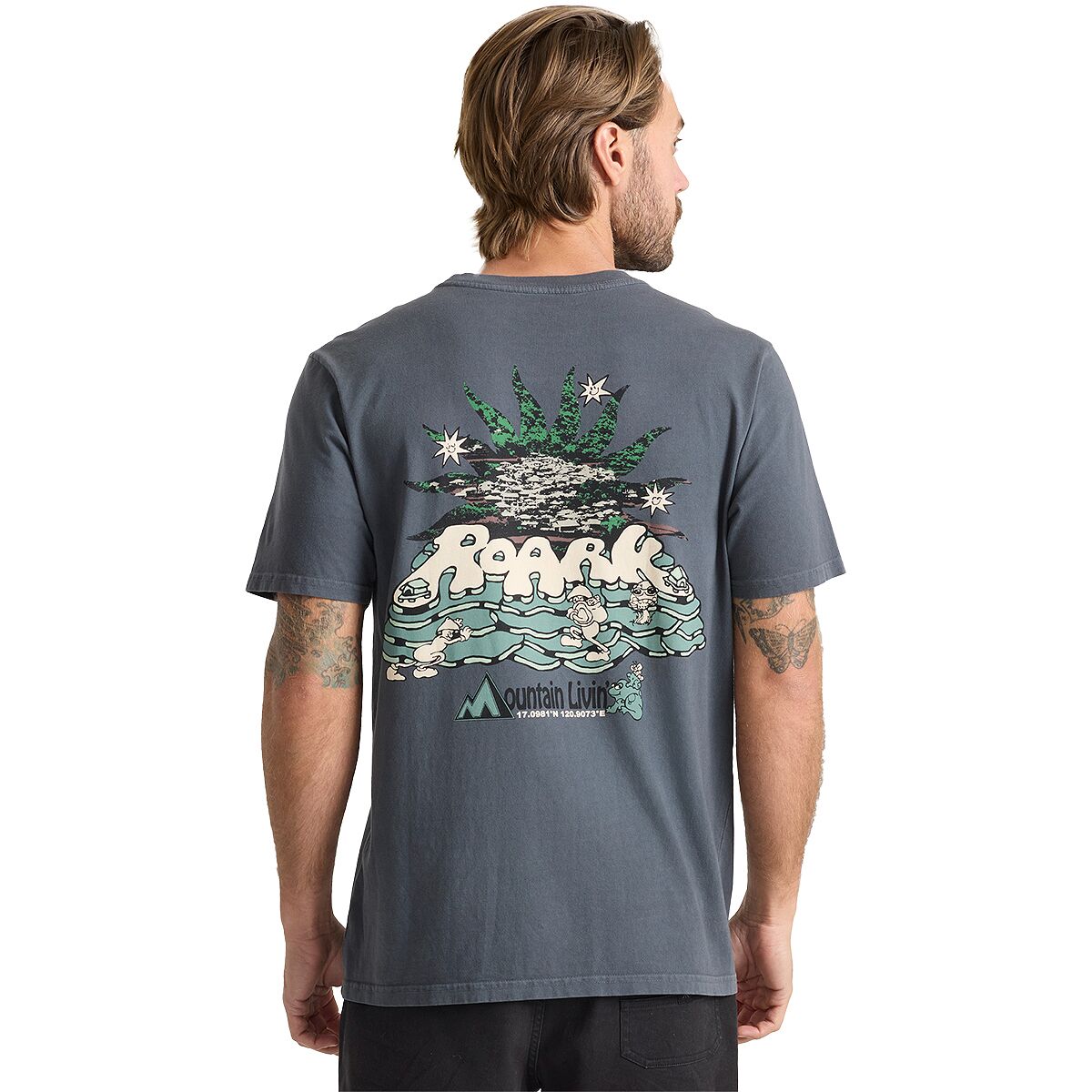 Roark Men's Mountain Livin T-Shirt in Charcoal - Size: Large