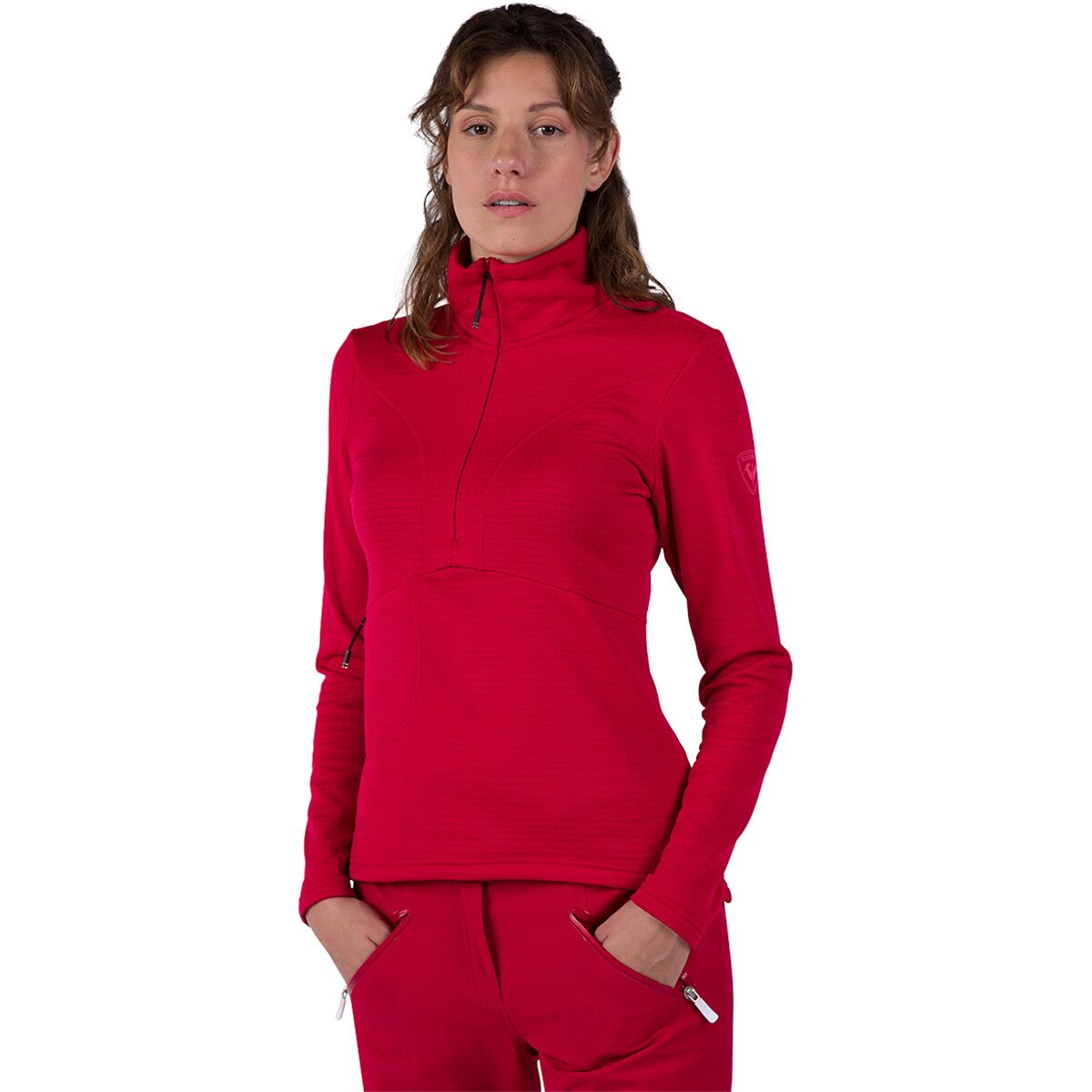 Rossignol Women's Blackside Fleece 1/2-Zip Pullover in Ruby Red - Size: Large