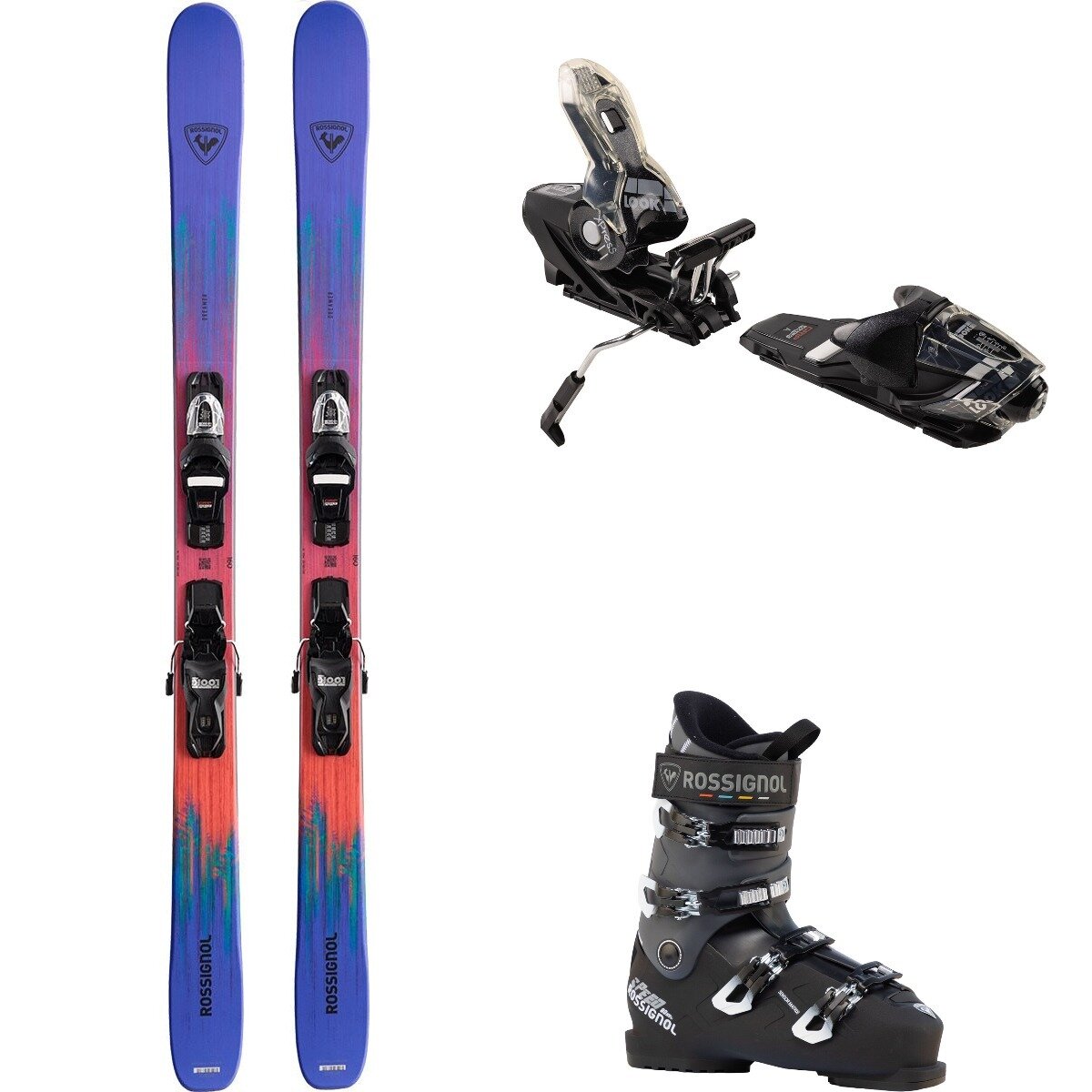 Rossignol Women's Dreamer Ski + Xpress11 Binding + Speed 80 HV+ Boot in Blk in Sparkle - Size: 130cm in 29.5 in 93mm