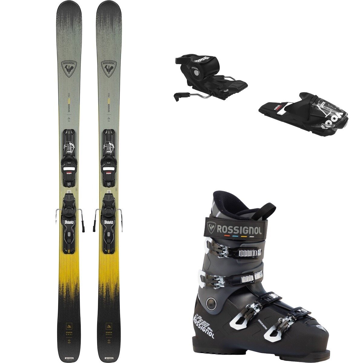 Rossignol Sender Soul Pro Ski + Xpress10 Binding + Speed 80 HV+ Boot in Blk - Size: 130cm in 29.5 in One