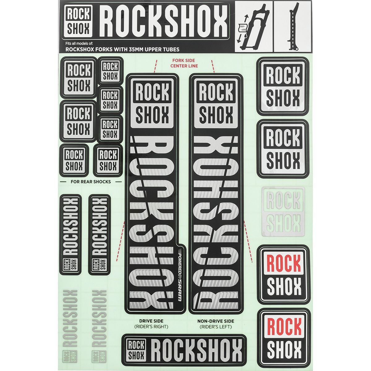 RockShox Decal Kit - 35mm in Gray - Size: 35mm/Pike/Lyrik/Yari