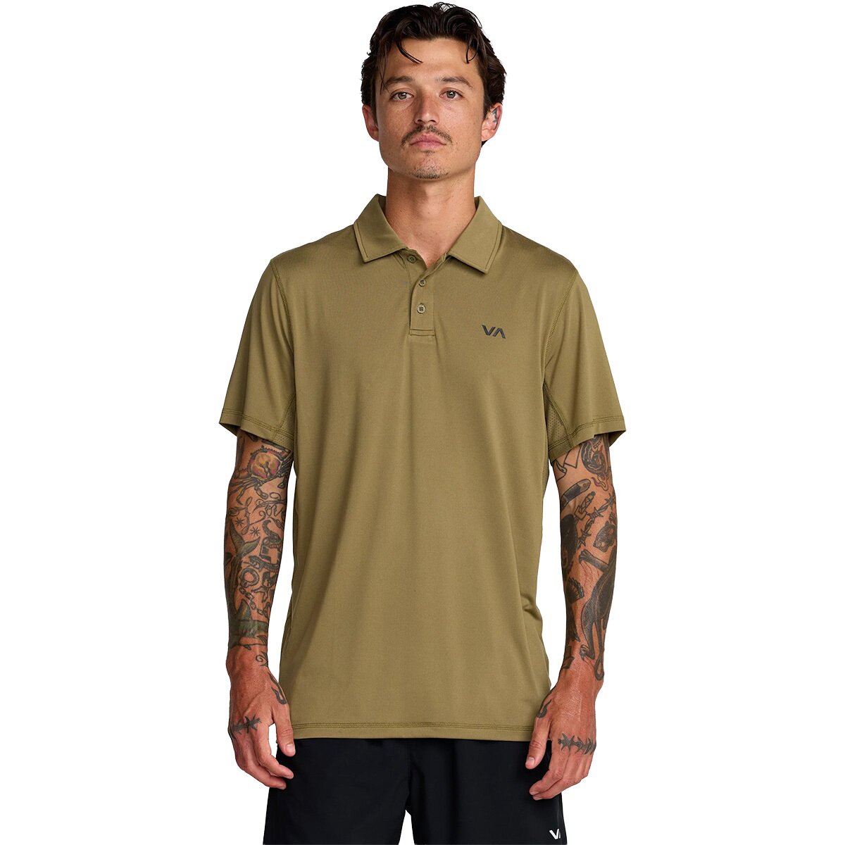 RVCA Men's Sport Vent Polo in Light Olive - Size: Small