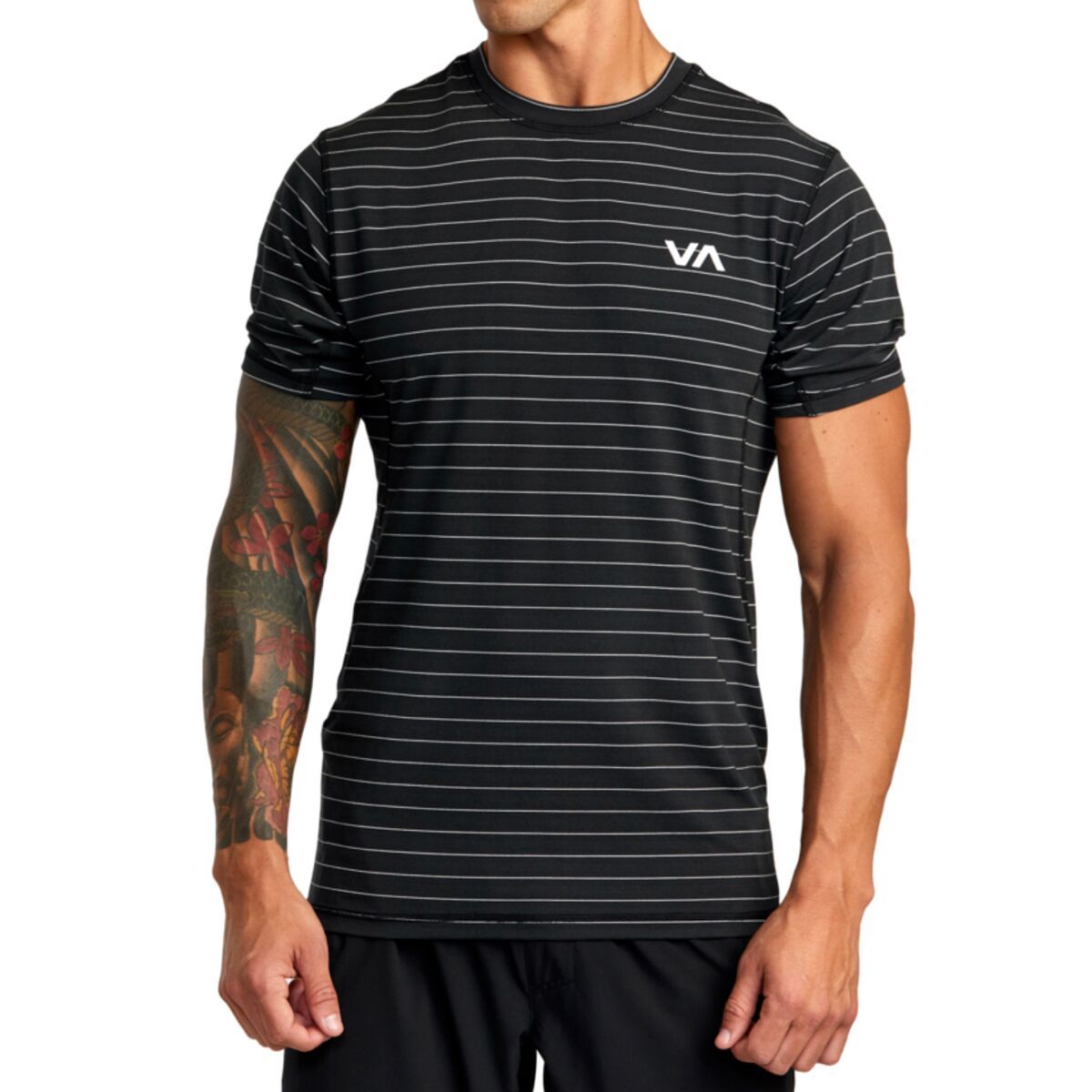 RVCA Men's Sport Vent Stripe Short-Sleeve Shirt in Black - Size: Small