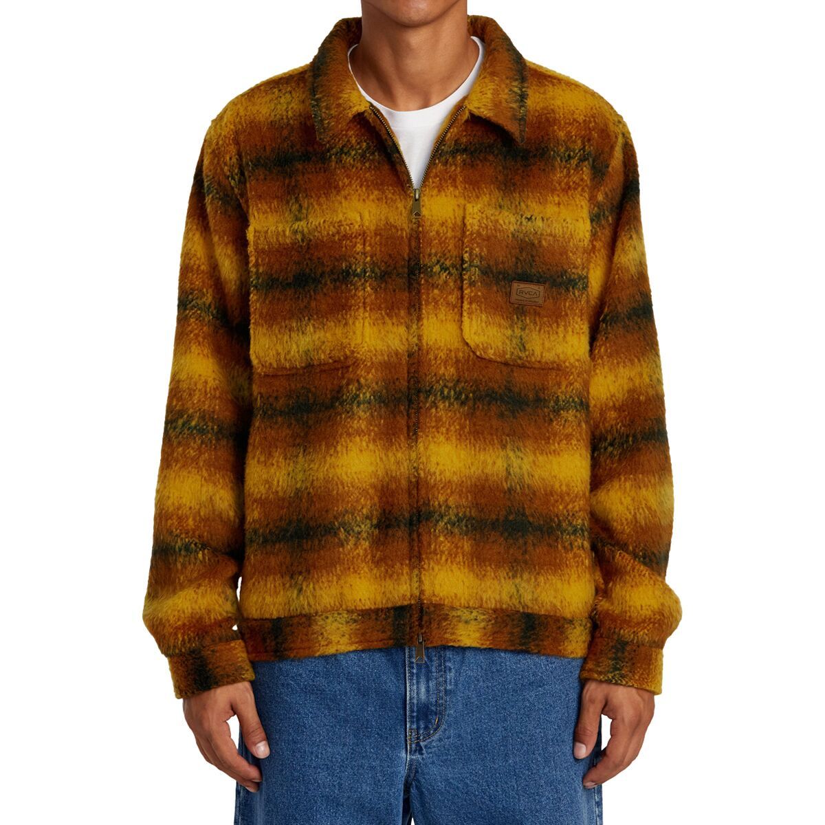 RVCA Men's Chainmail Zip Flannel in Black - Size: Medium