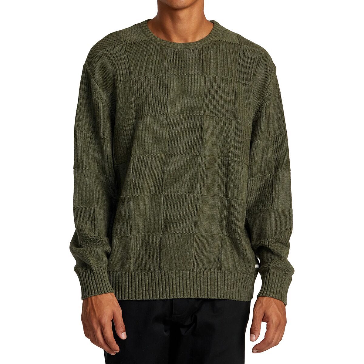 RVCA Men's Hi Grade Boro Crew Sweater in Olive Heather - Size: Large