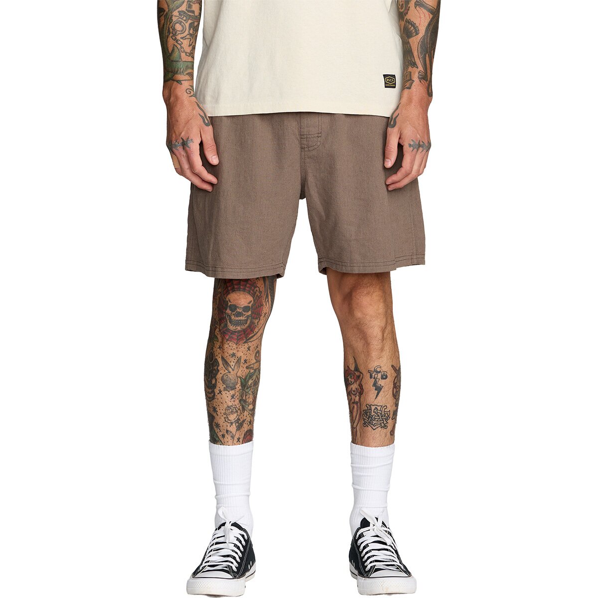 RVCA Men's Sands Elastic 17in Short in Mushroom - Size: Small