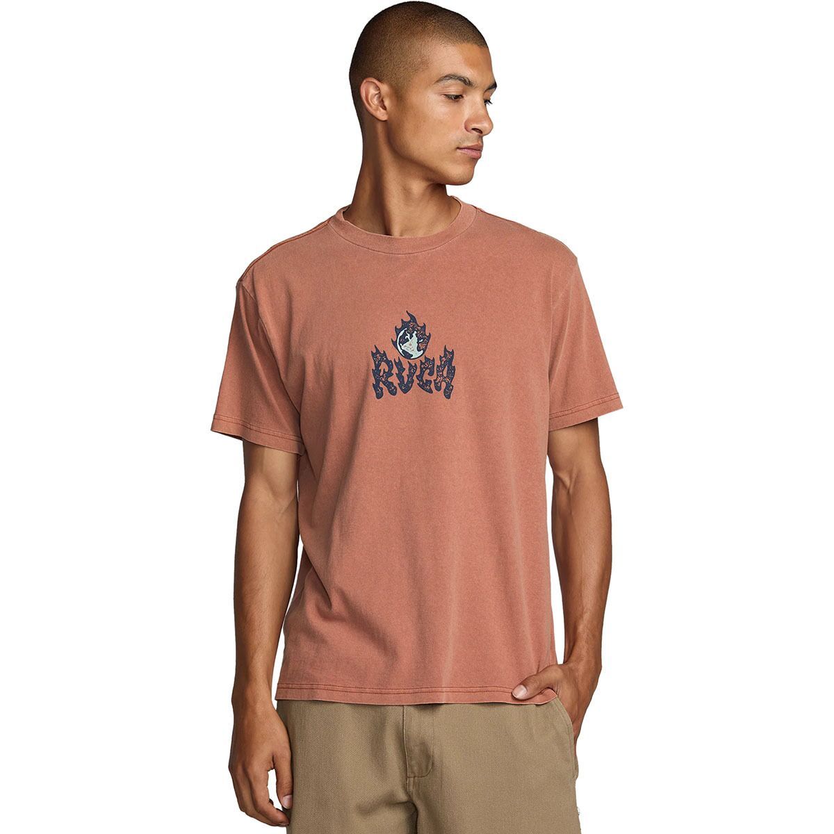 RVCA Men's Burn Notice Short-Sleeve T-Shirt in Dusty Red - Size: XXL