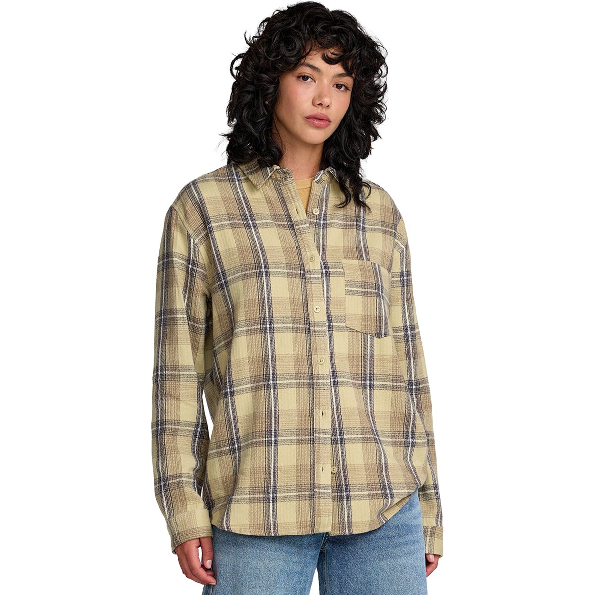 RVCA Women's Breeze Flannel Shirt in Sage Green - Size: XL