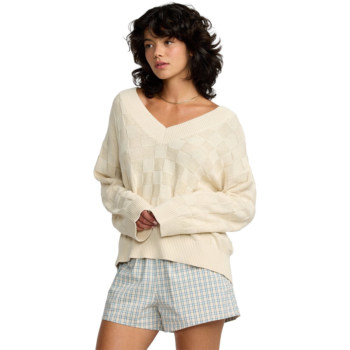RVCA RVCA Women's Harmony V Neck Sweater in Sand - Size: XS - $48.00 at Steep and Cheap