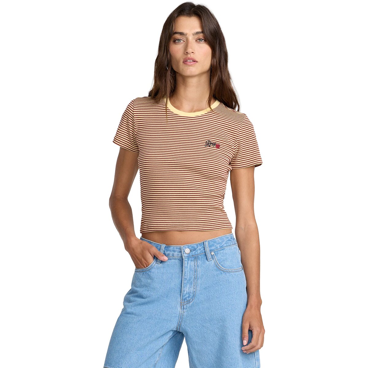 RVCA Women's Puerto Baby T-Shirt in Sunshine - Size: Medium