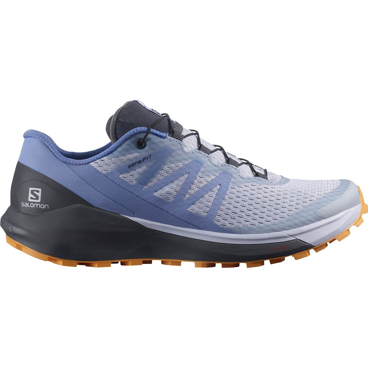 Salomon Women's Sense Ride 4 Trail Running Shoe in Sirocco / Peachy Keen / Red Orange - Size: US 10.0/UK 8.5