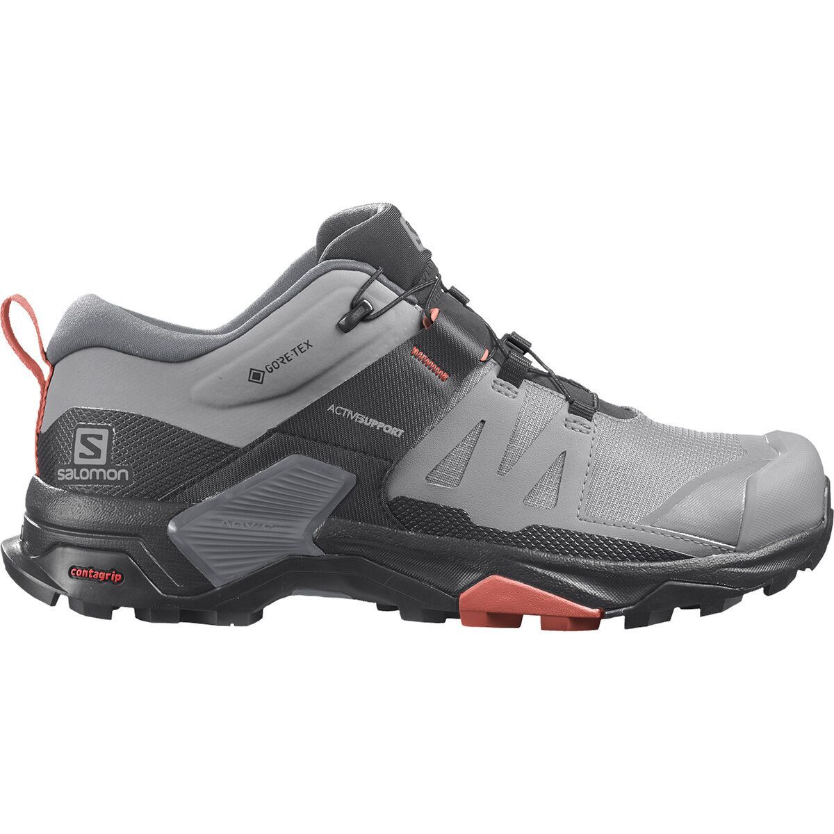Salomon Women's X Ultra 4 GTX Hiking Shoe in Black / Stormy Weather / Opal Blue - Size: US 11.0/UK 9.5