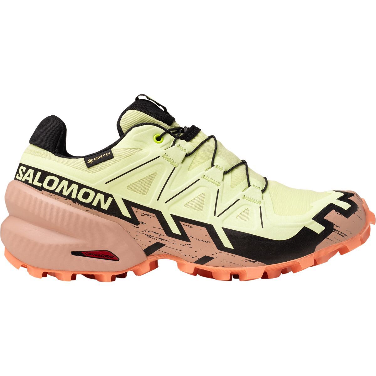 Salomon Women's Speedcross 6 GTX Trail Running Shoe in Lime Cream / Mahogany Rose / Black - Size: US 8.5/UK