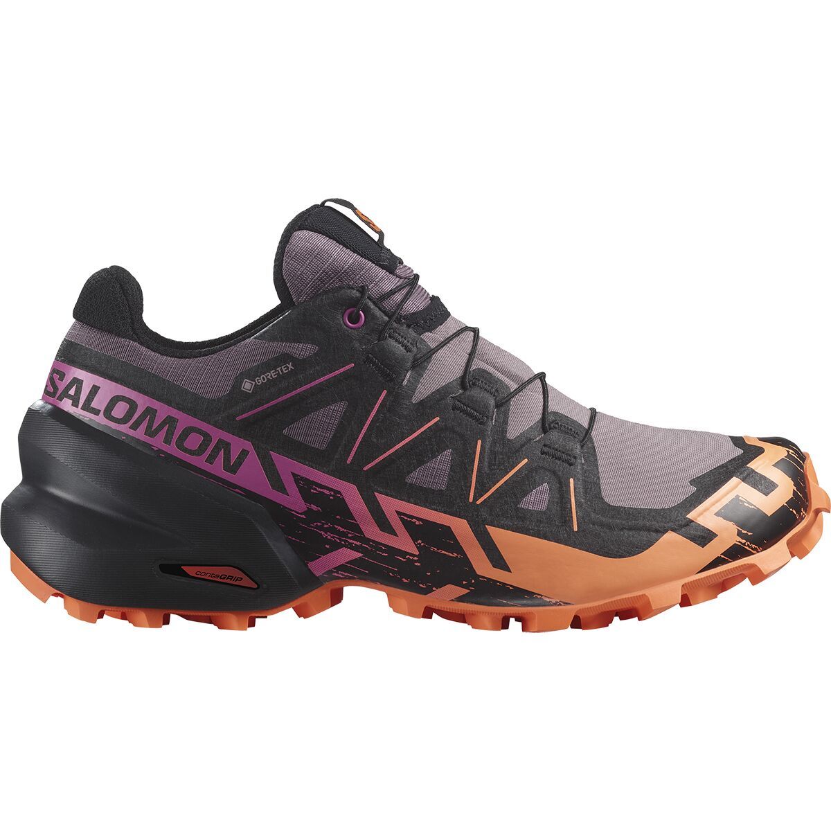 Salomon Women's Speedcross 6 GTX Trail Running Shoe in Moonscape / Black / Bird Of Paradise - Size: US 8.5/UK 7