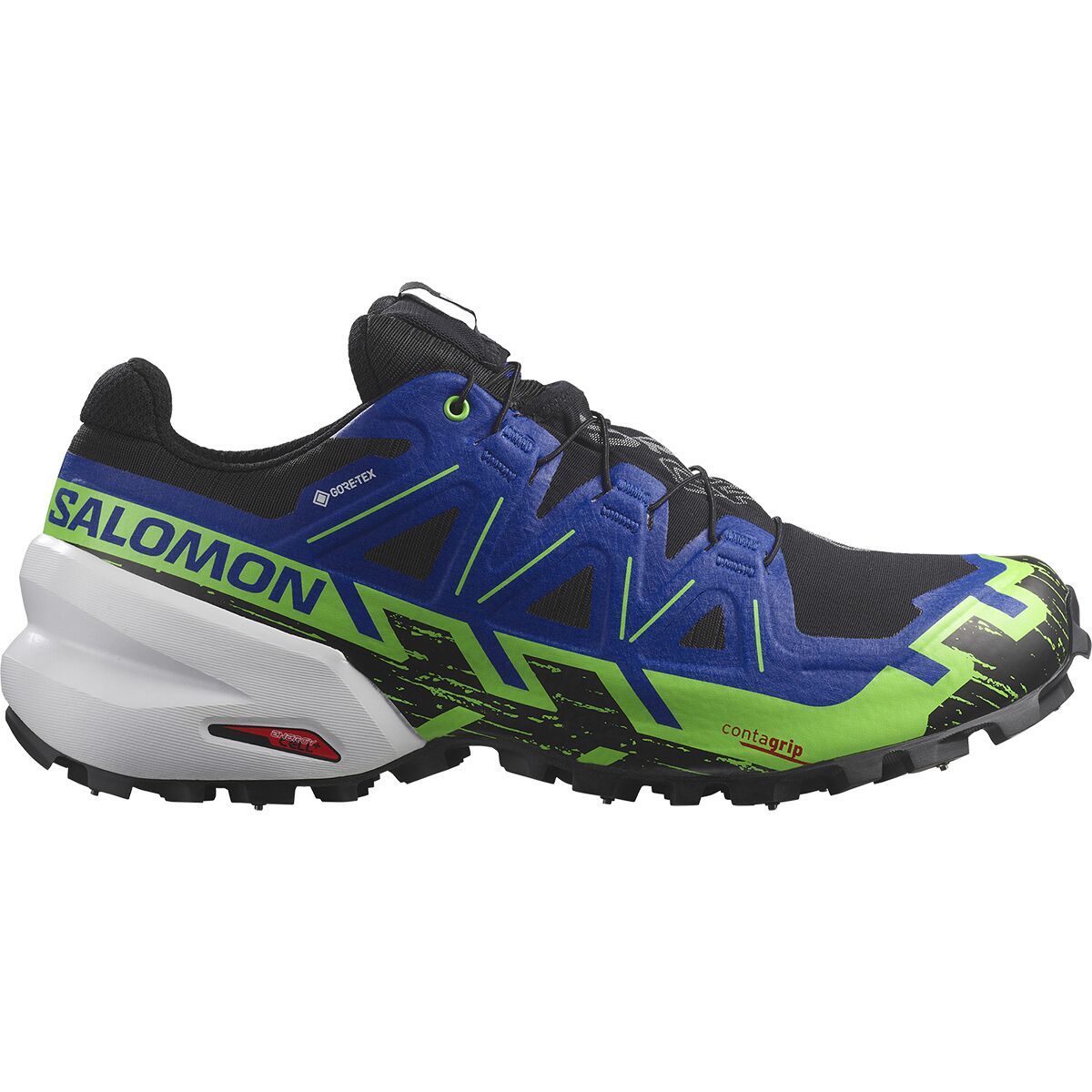 Salomon Spikecross 6 GTX Trail Running Shoe in Cow Hide / Black / Fiery Coral - Size: US 11.5/UK