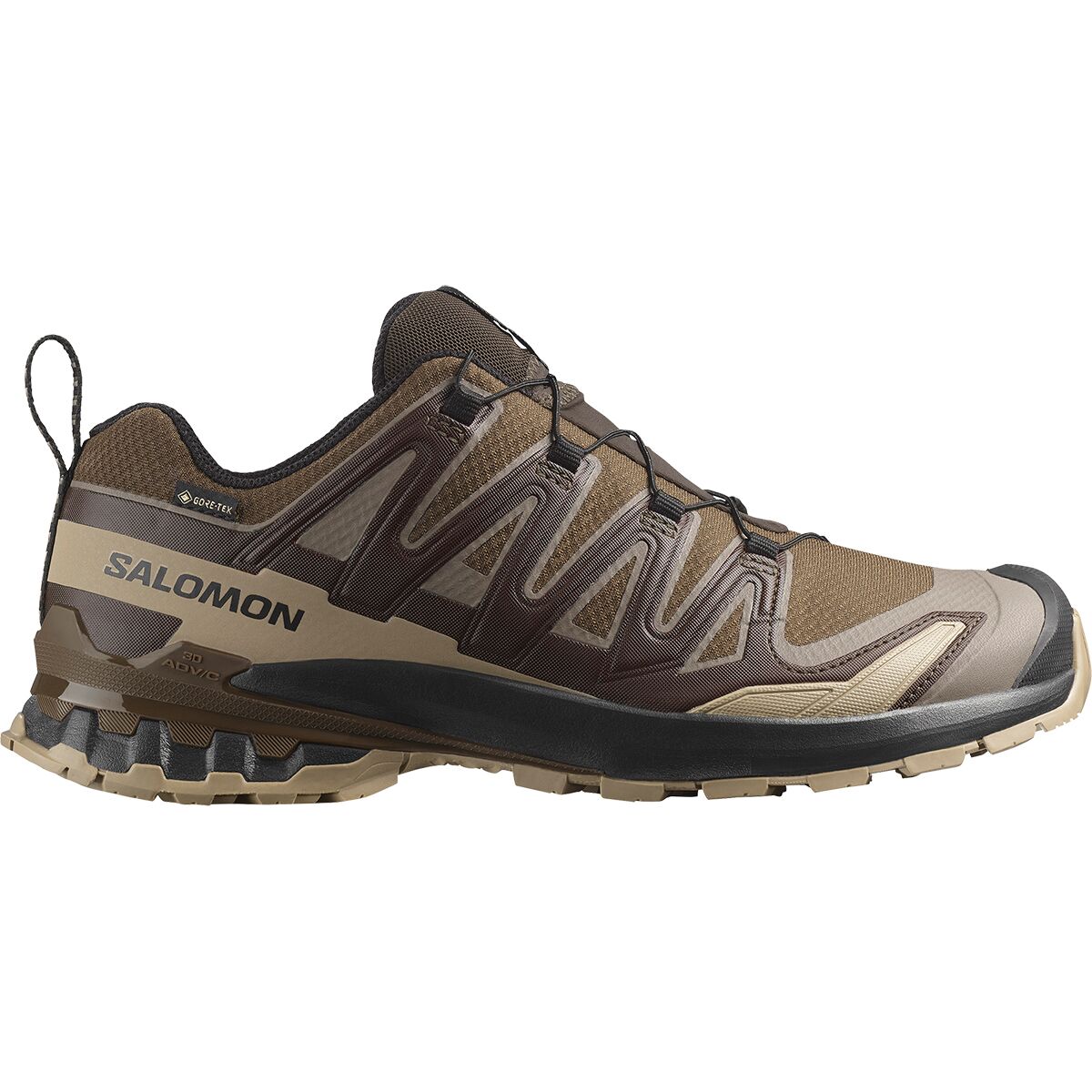 Salomon Men's XA Pro 3D V9 Gore-Tex Trail Running Shoe in Dark Earth / Desert Tan / Black - Size: US 13.0/UK