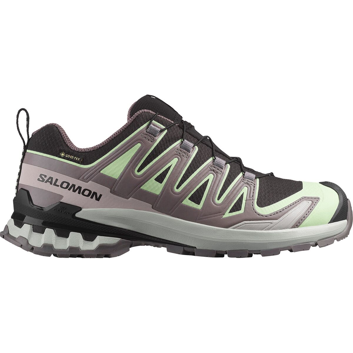 Salomon Women's XA Pro 3D V9 GORE-TEX Trail Running Shoe in Black / Patina Green / Gray Violet - Size: US 6.5/UK