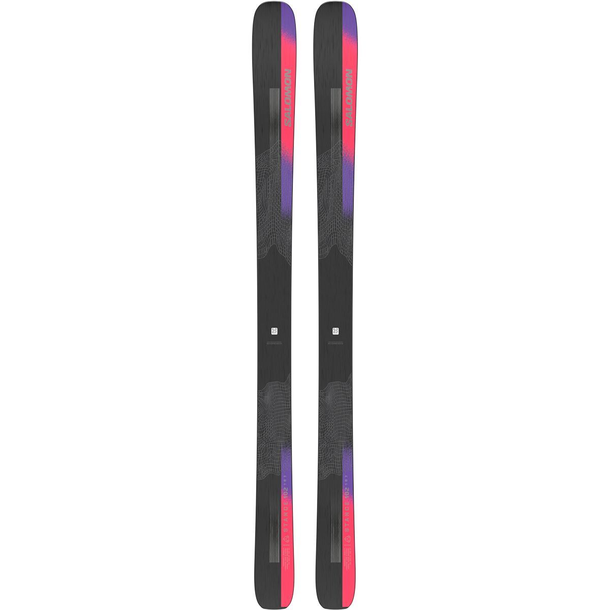 Salomon Stance 102 Ski - 2025 in Black / Fiery Coral / Royal Lilac - Size: 176cm