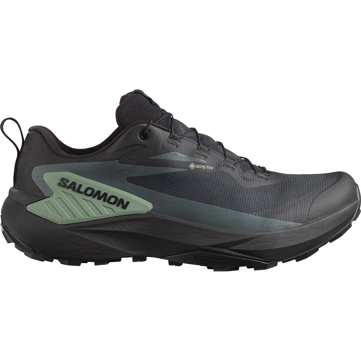 Salomon Men's Genesis GORE-TEX Trail Running Shoe in Black / Agave Green / Urban Chic - Size: US 11.5/UK