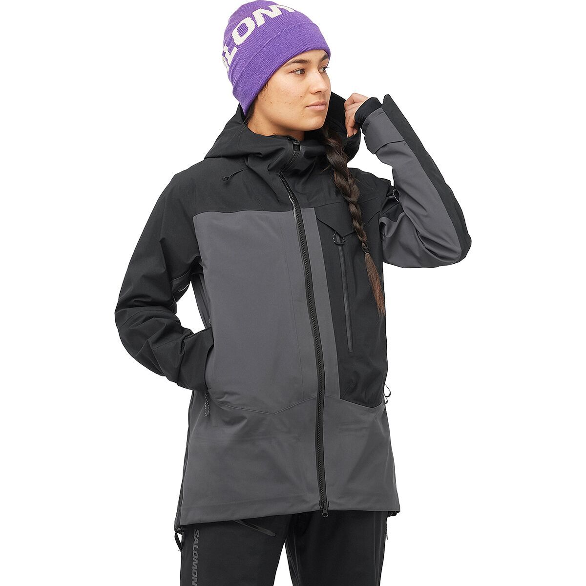 Salomon Women's Moon Patrol GORE-TEX Jacket in Deep Black / Periscope Translucent2 - Size: XL