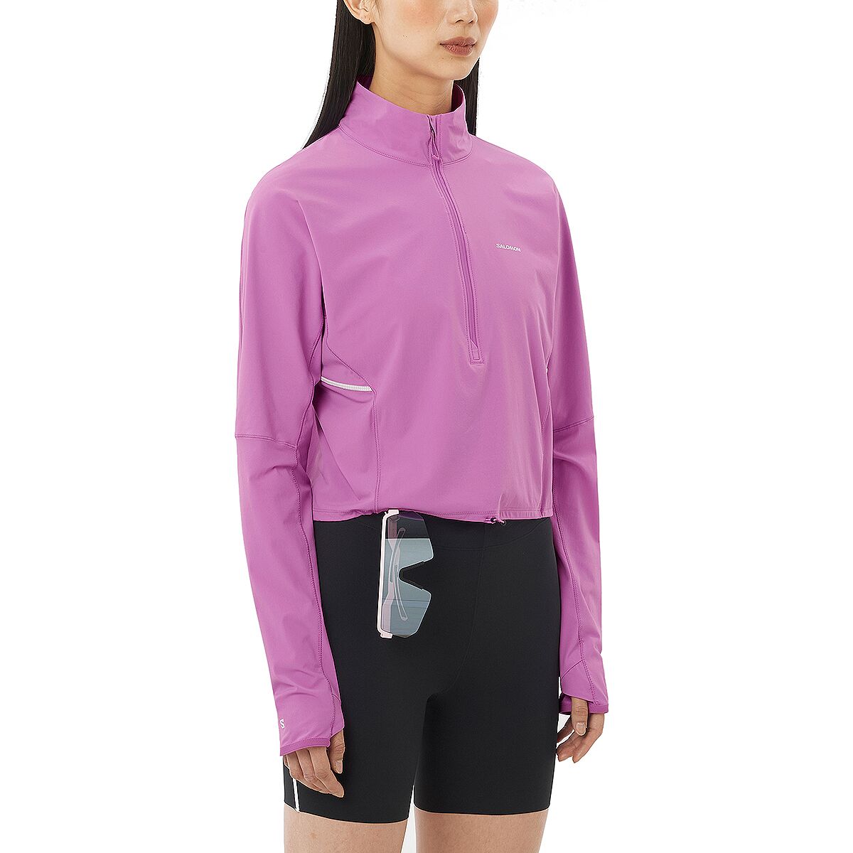 Salomon Women's Sense Aero Hybrid Crop Pullover in Iris Orchid - Size: Large