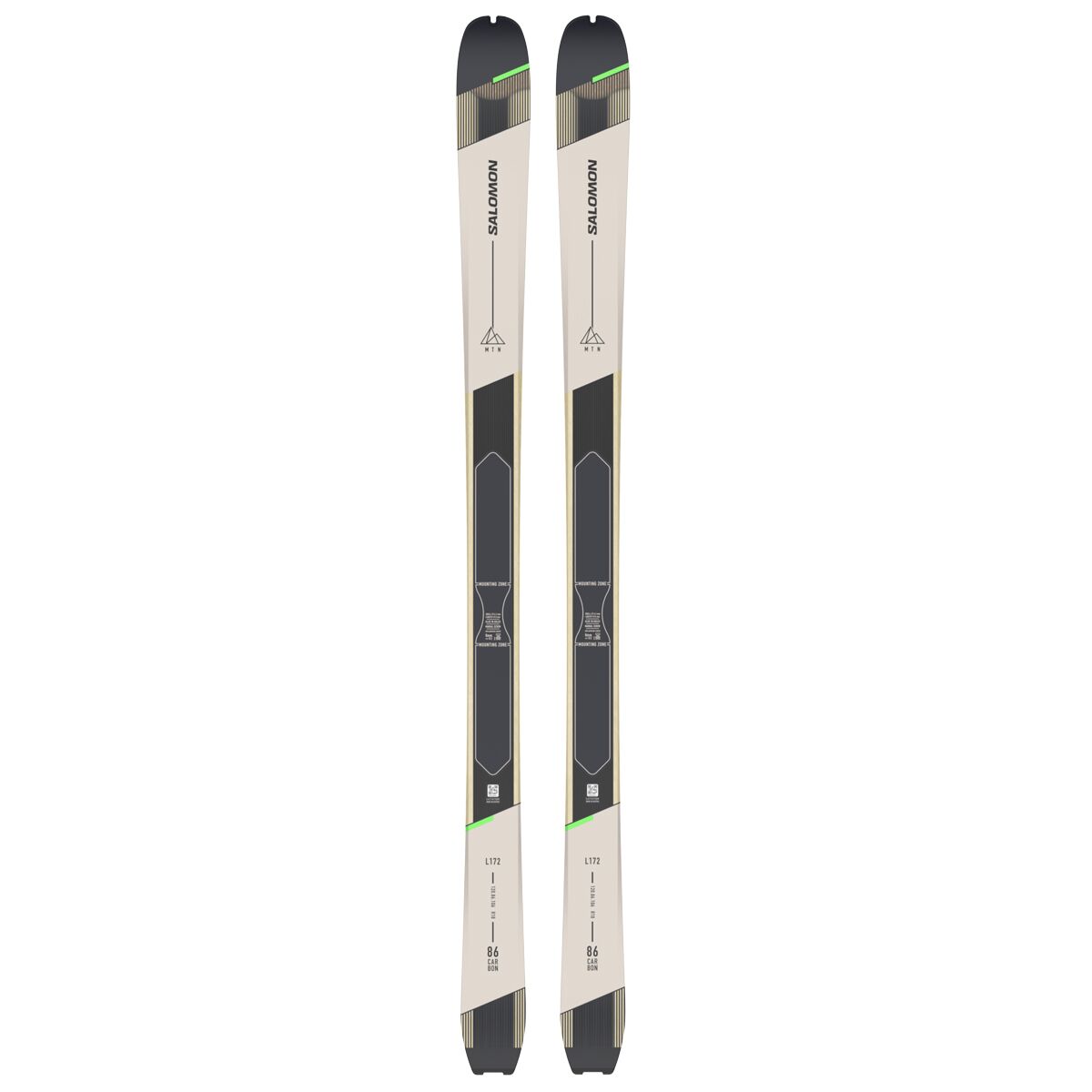 Salomon MTN 86 Carbon Ski - 2025 in Rainy Day / Black / Pastel Neon Green 1 - Size: 164cm