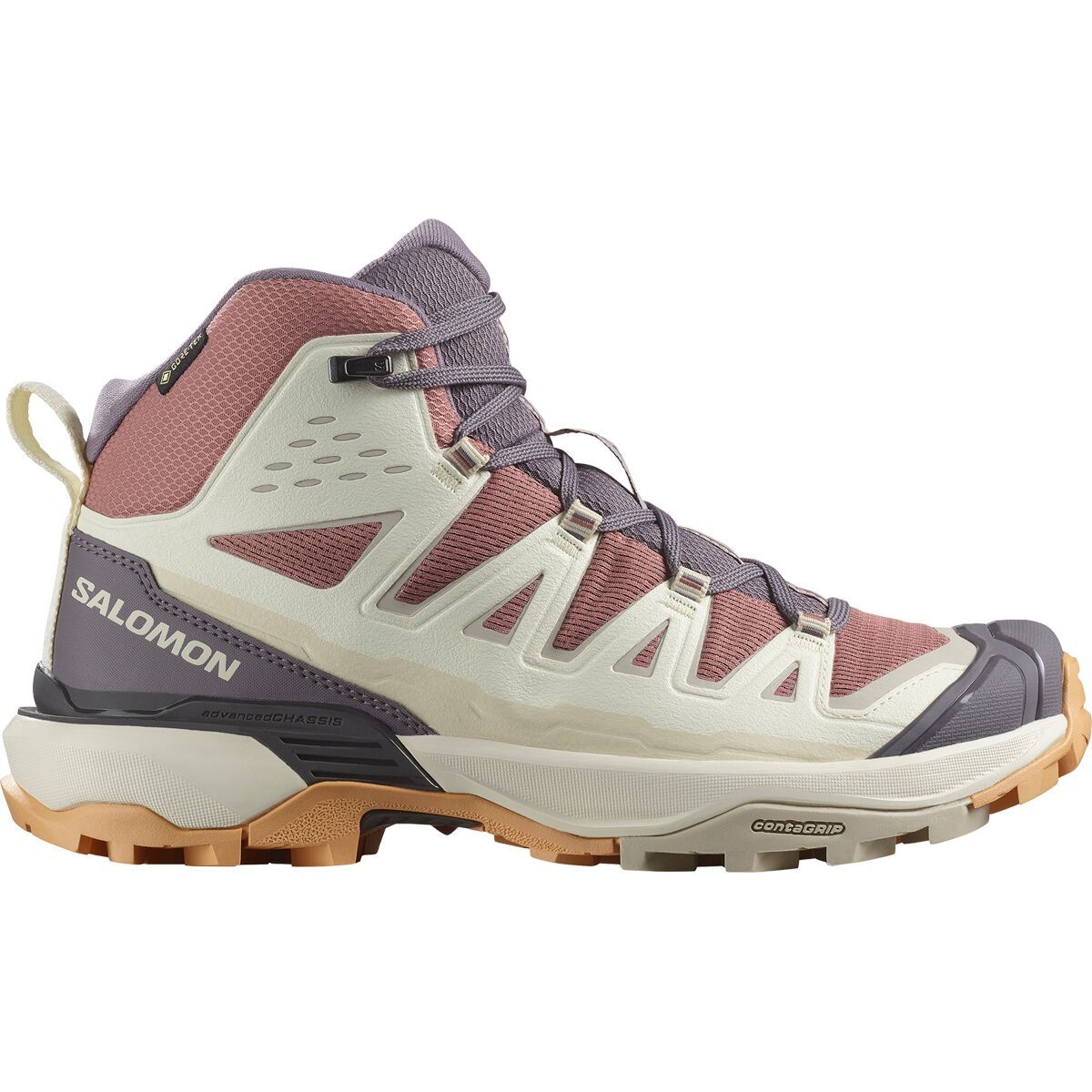 Salomon Women's X Ultra 360 Edge Mid GTX Hiking Boot in Burlwood / Vanilla Ice / Excalibur - Size: US 7.0/UK