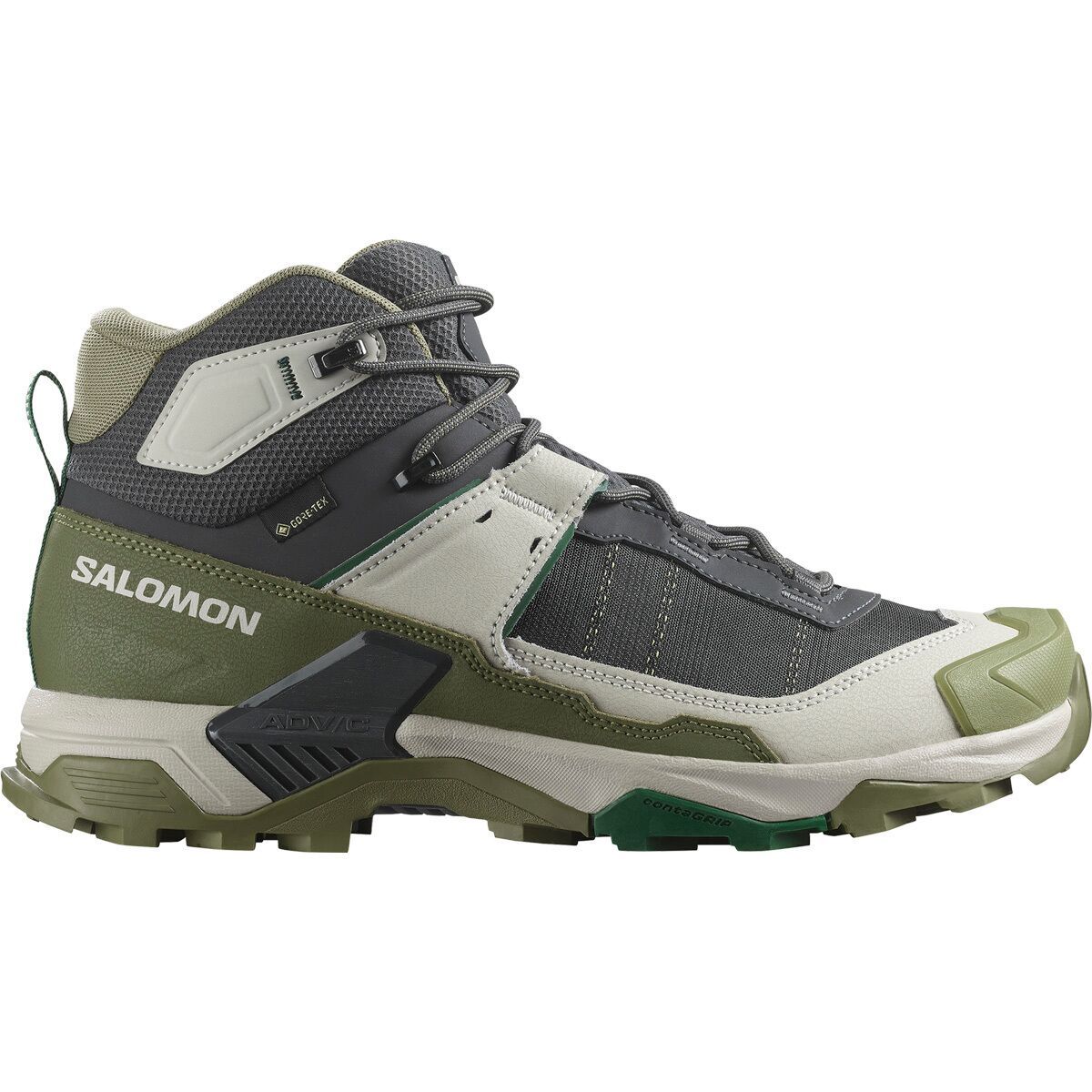 Salomon Men's X Ultra 5 Mid GTX Hiking Boot in Asphalt / Aloe / Eden - Size: US 11.0/UK