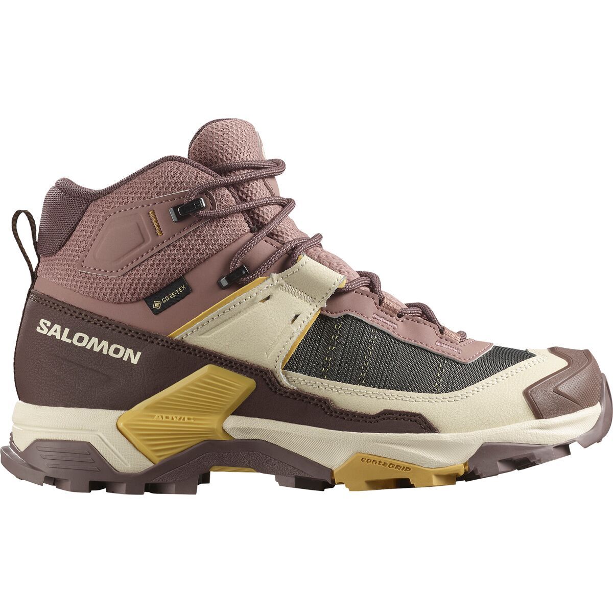 Salomon Women's X Ultra 5 Mid GTX Hiking Boot in Burlwood / French Roast / Rattan - Size: US 9.5/UK