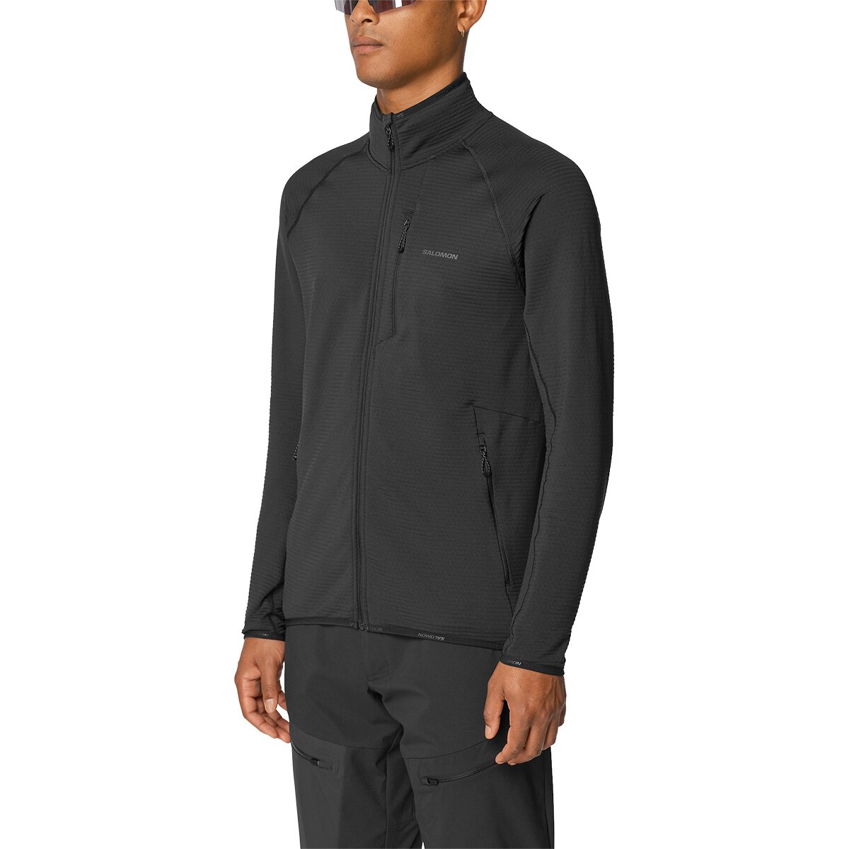 Salomon Men's Sntial Lightwarm Full-Zip Jacket in Deep Black - Size: Medium