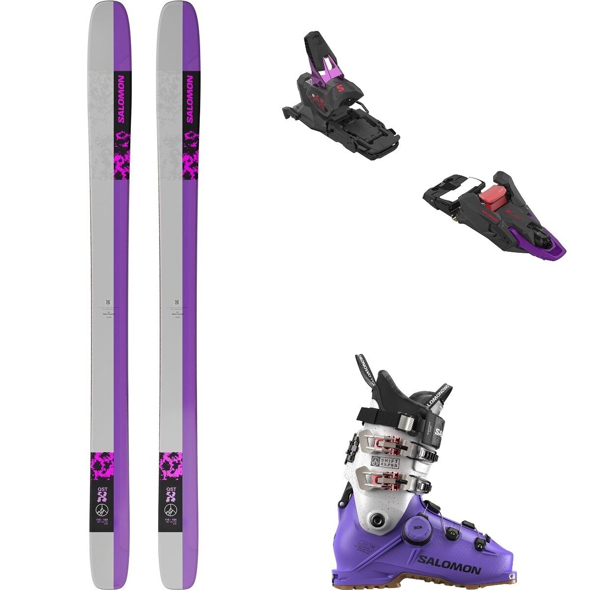 Salomon QST X Ski + Shift 2 16 + Shift Alpha BOA 130 Boot - 2026 in BlkPnkLnRck / PanBlkRsb / VltBlkBlk - Size: 184cm/SH120/26.5