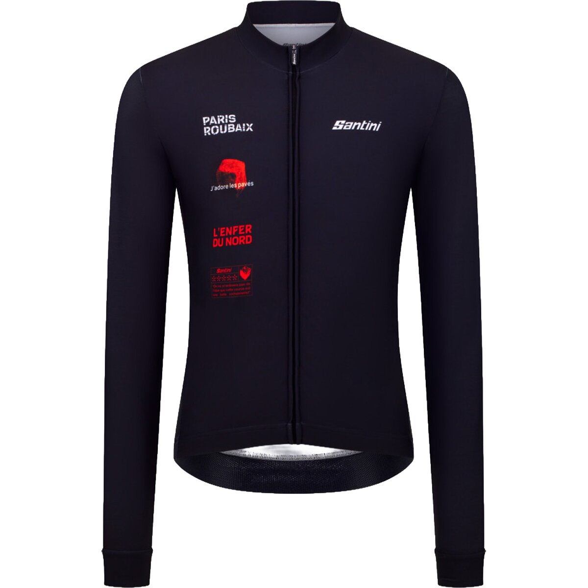 Santini Men's Paris-Roubaix Hauts-De-France Long-Sleeve Jersey in Nero - Size: Medium