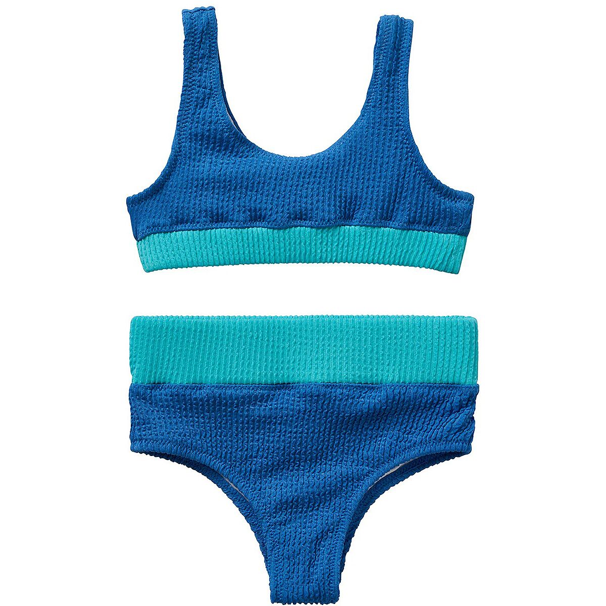 Seaesta Surf Girl's Crinkle Two Piece Swimsuit in Indigo - Size: 6/7