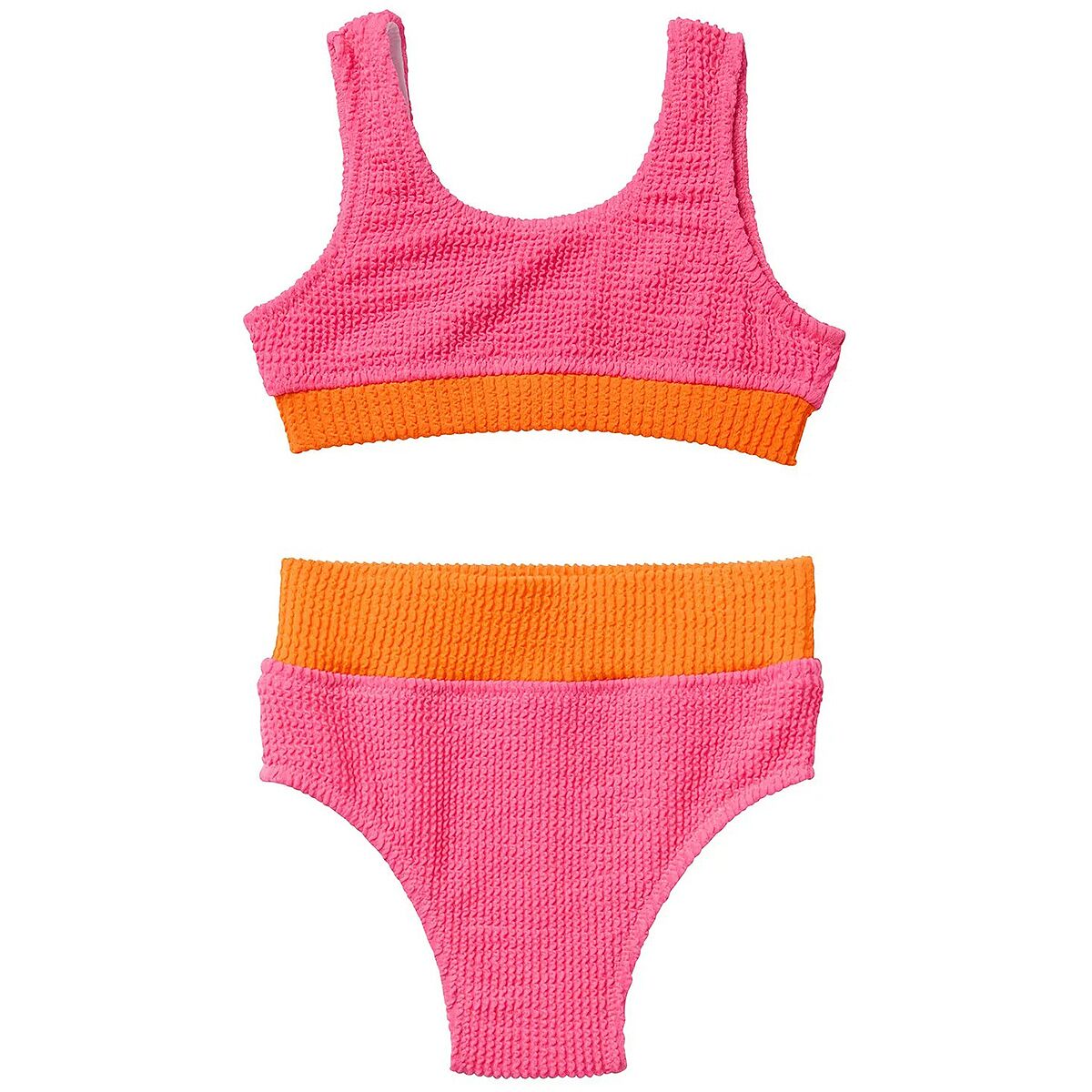 Seaesta Surf Girl's Crinkle Two Piece Swimsuit in Neon - Size: 9/10