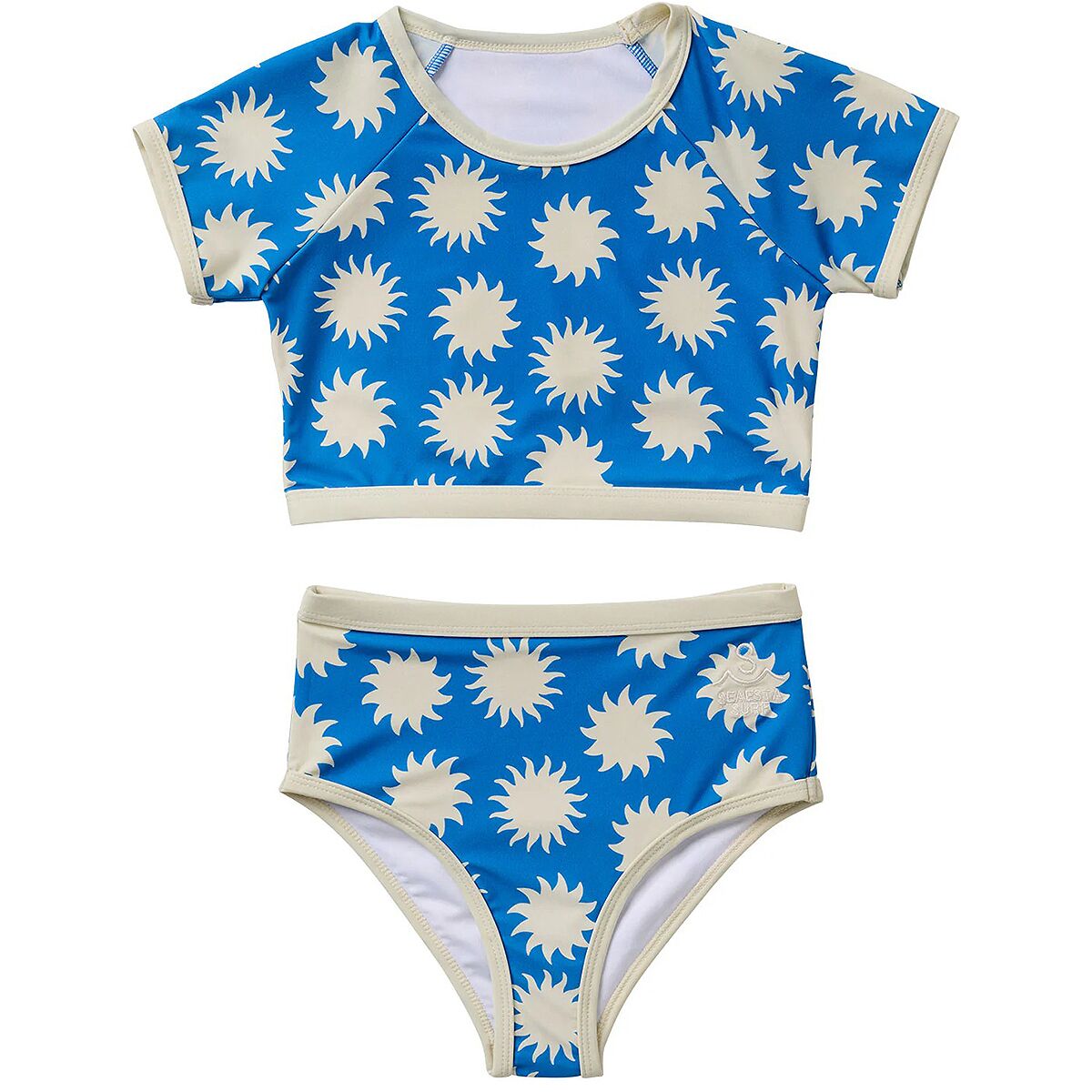 Seaesta Surf Seaesta Surf Girl's Cropped Rashgaurd Suit in Bleu - Size: 5/6 - $51.34 at SteepandCheap.com