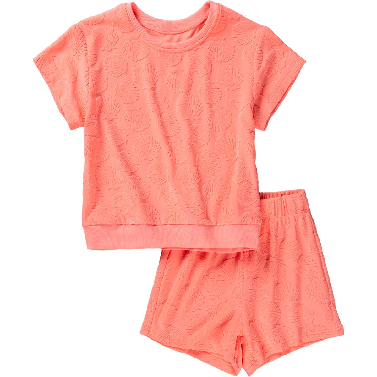 Seaesta Surf Girl's Seashell Set in Neon Peach - Size: 4/5