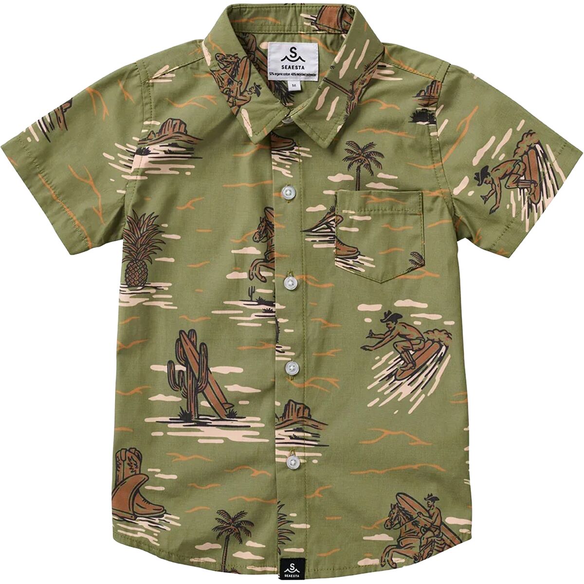 Seaesta Surf Seaesta Surf Boy's Surfing Cowboy Button Up Shirt in Cactus - Size: 4/5 - $35.39 at SteepandCheap.com