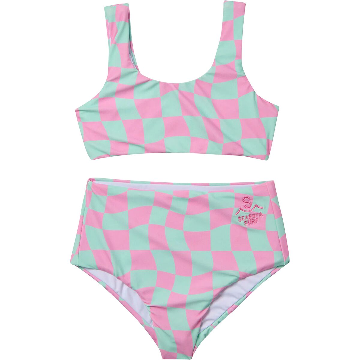 Seaesta Surf Seaesta Surf Girl's Wavy Check Two Piece Swimsuit in Hydrangea - Size: 6/7 - $40.92 at SteepandCheap.com
