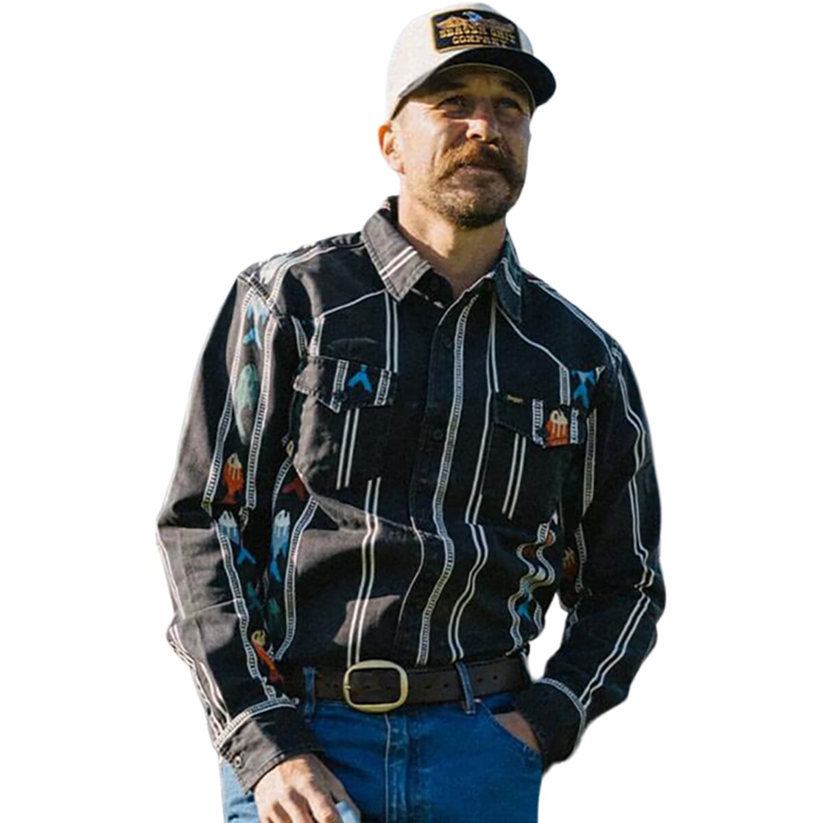 Seager Co. Men's Amarillo Long-Sleeve Shirt in Upstream Black - Size: Medium