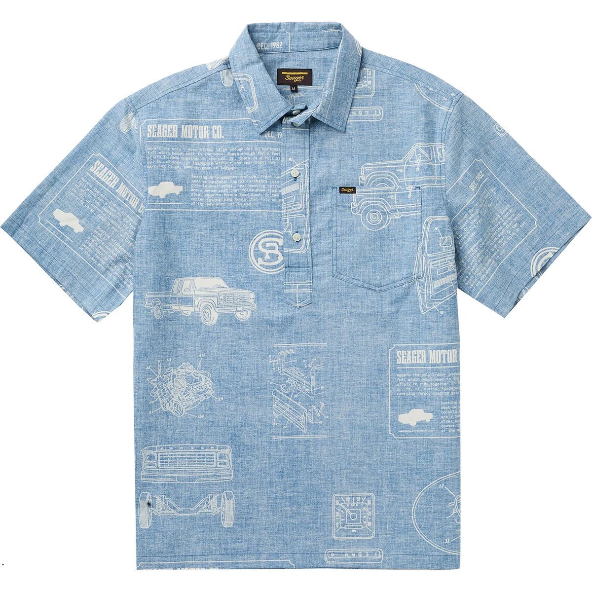 Seager Co. Men's Schooner 3/4 Button-Up Shirt in Blue - Size: Large