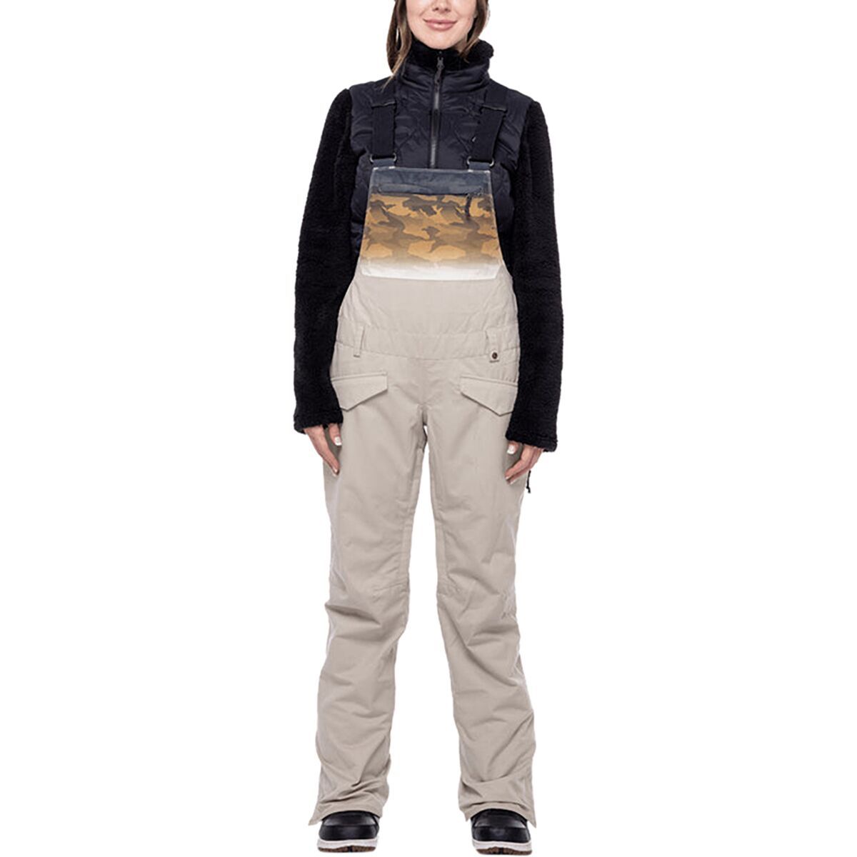 686 Women's Harper Shell Bib Pant in Dark Camo Colorblock - Size: Small