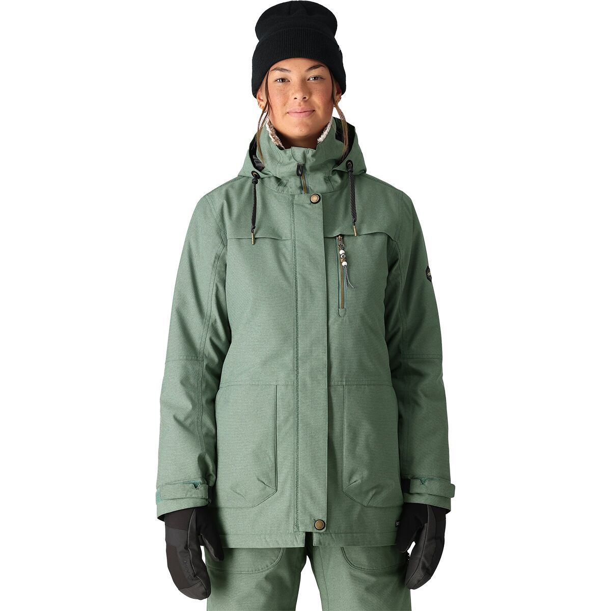 686 Women's Spirit Insulated Jacket in Black Geo Jacquard - Size: Small