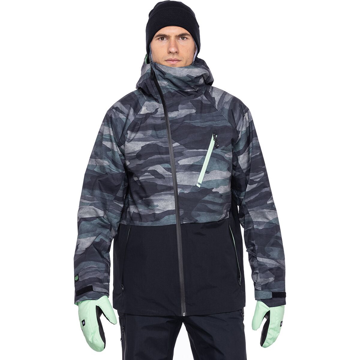 686 Men's Hydra Down Thermagraph GORE-TEX Jacket in Putty Colorblock - Size: Medium