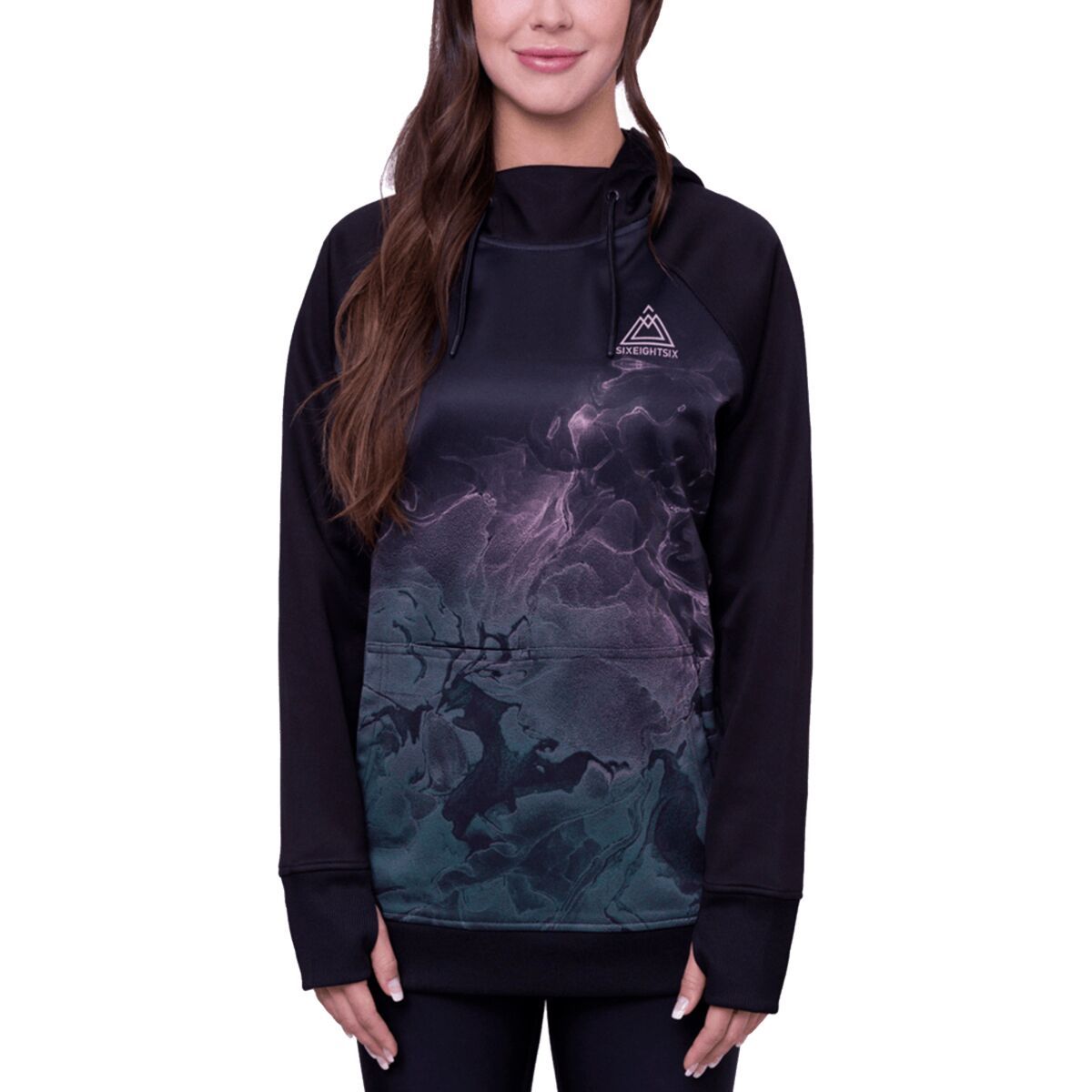 686 Women's Bonded Fleece Pullover Hoodie in Black - Size: Medium