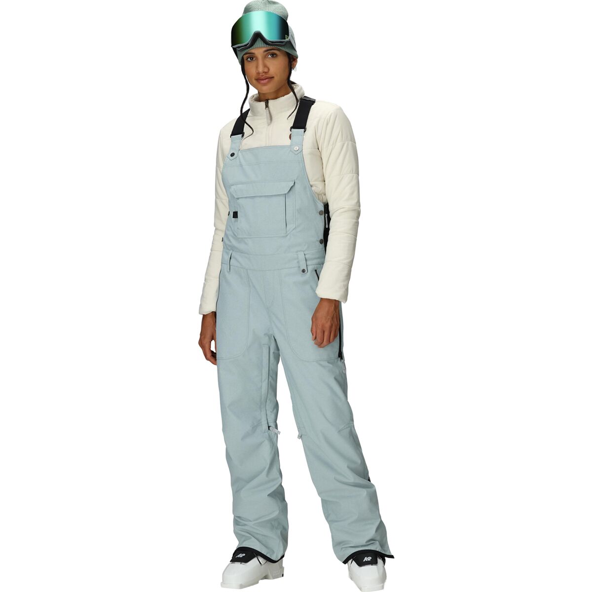 686 Women's Black Magic Insulated Bib in Dusty Marine Dobby - Size: XL
