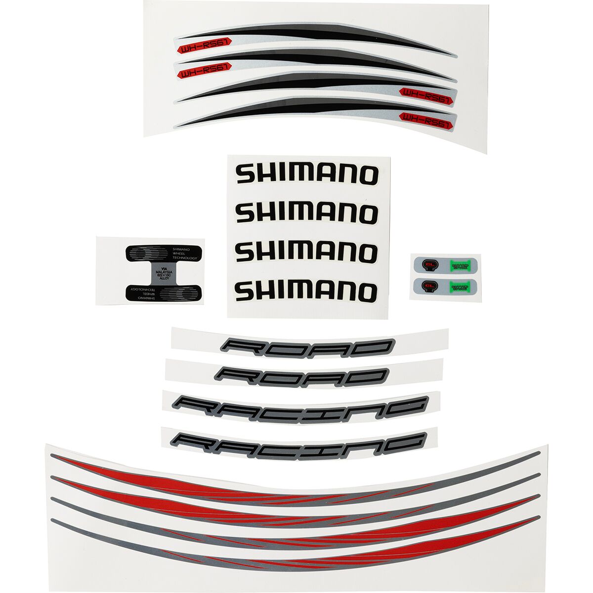 Shimano Wh-R561 Single Wheel Sticker Kit in Black / Red